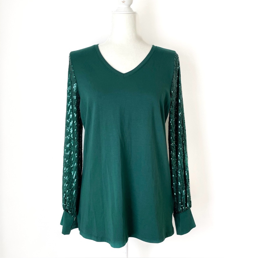 Kim Gravel Jingle Belles Sequin Sleeve Blouse